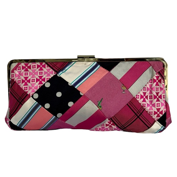 J. Crew Mirabelle Pink Silk Tie Patchwork Frame Clutch Bag NWT - Picture 7 of 7